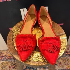 J crew pointy flats red suede size 10